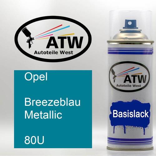 Opel, Breezeblau Metallic, 80U: 400ml Sprühdose, von ATW Autoteile West.